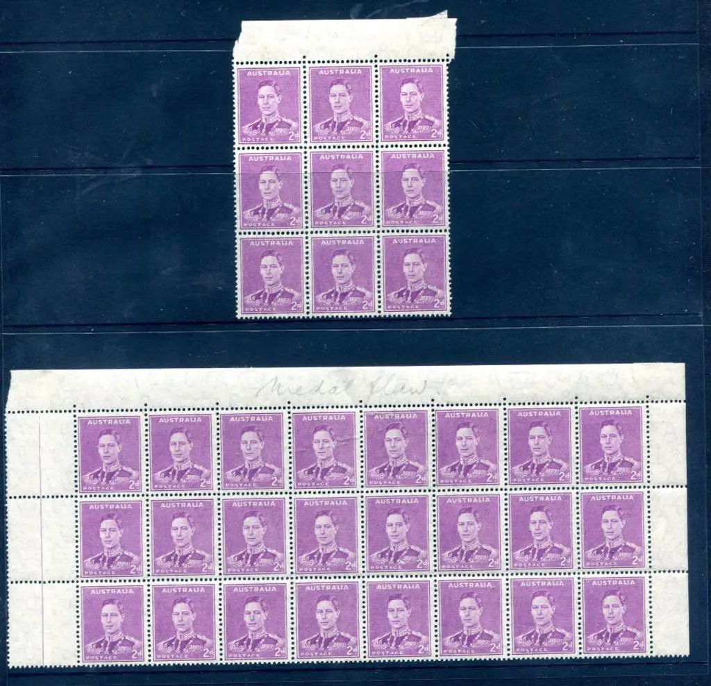 1941 2d bright purple KGVI with "medal flaw" in ... Image 1++