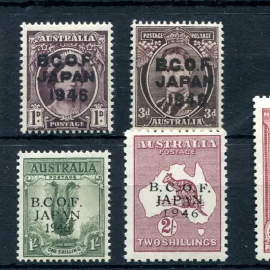 1946 BCOF set of 7 to 5/- Robes on thick paper. ...