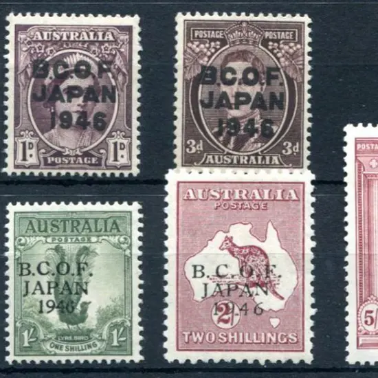 1946 BCOF set of 7 to 5/- Robes on thin paper. ...