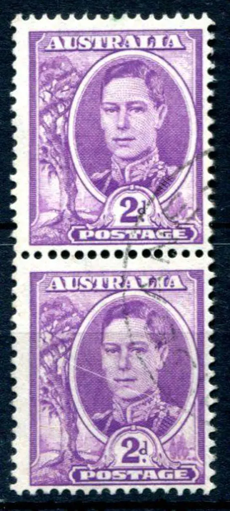 1949 2d purple KGVI coil pair. Fine used. SG 205b, ... Image 1++