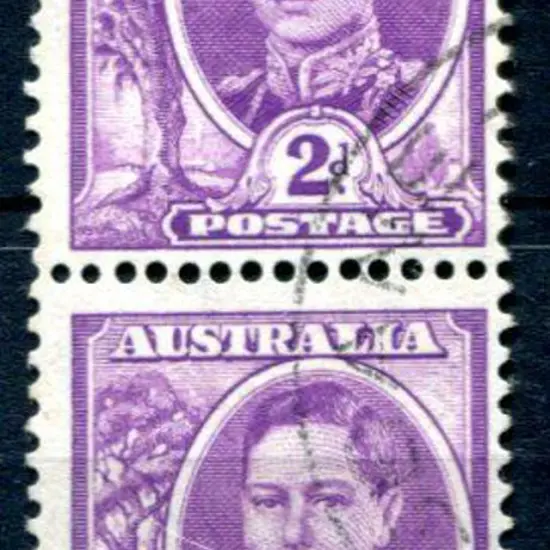 1949 2d purple KGVI coil pair. Fine used. SG 205b, ...