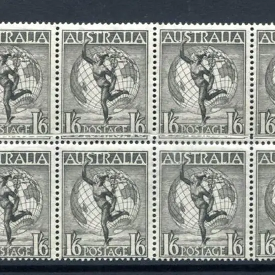 1949 1/6d Hermes left marginal block of 12 (6x2) ...