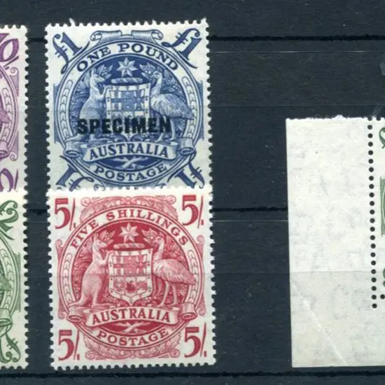 1949/50 10/-, £1 & £2 Arms ovptd "SPECIMEN" MVLH ...
