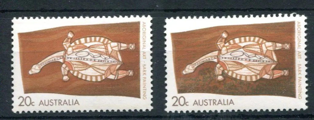 1971 20c Aboriginal Art with blue omitted ... Image 1++