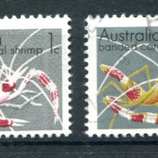 1973 1¢ Banded Coral Shrimp with yellow omitted. ...