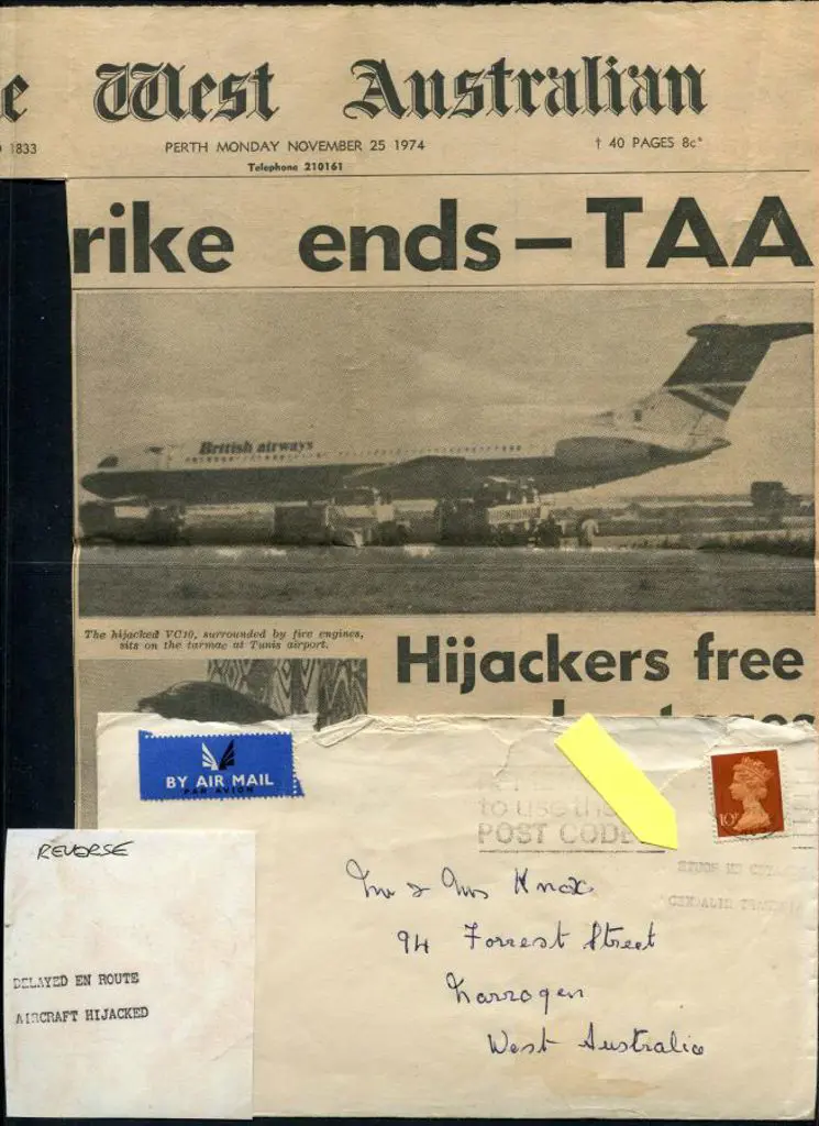 1974 (25th Nov) London to Perth Airmail env ... Image 1++