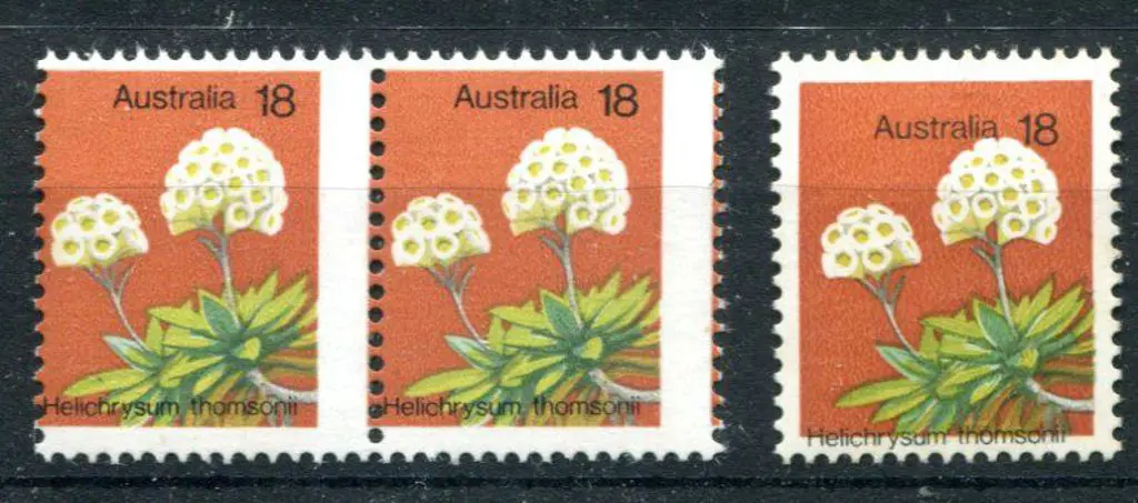 1975 18c Wildflower with perforations misplaced in ... Image 1++