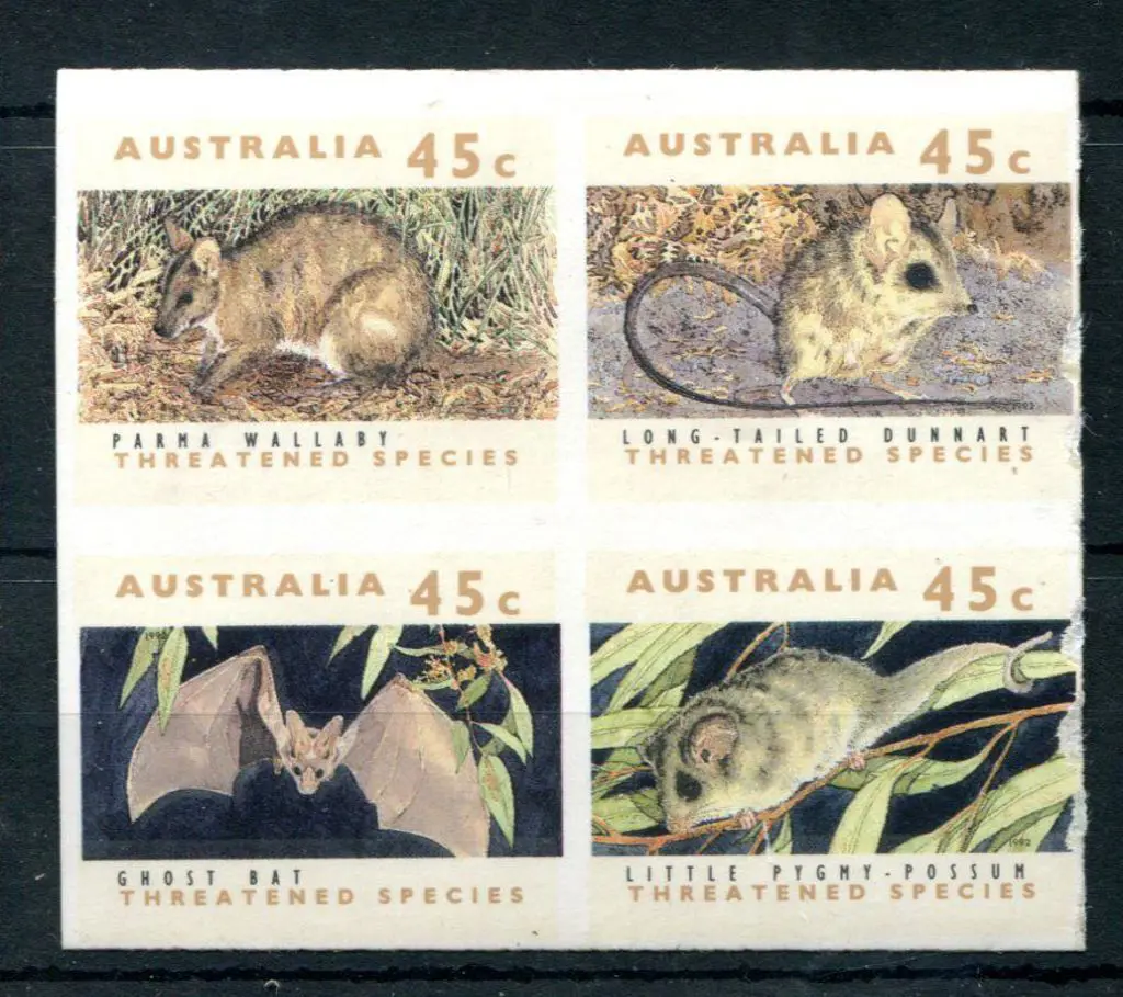 1994 45c Threatened Species S/A block of 4 totally ... Image 1++