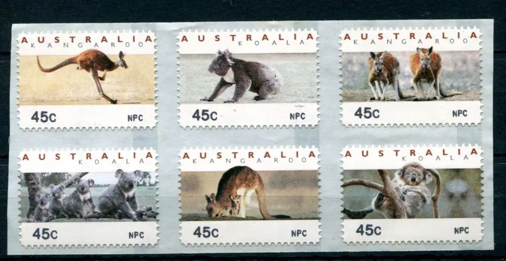 1994 "Kangaroos & Koalas" CPS set of 6 x 45c vals ... Image 1++