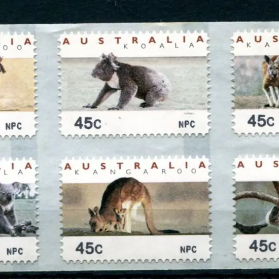 1994 "Kangaroos & Koalas" CPS set of 6 x 45c vals ...