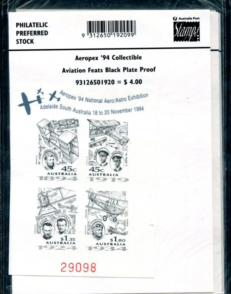 1994 Aeropex Aviation Feats Black Plate Proof ... Image 1++