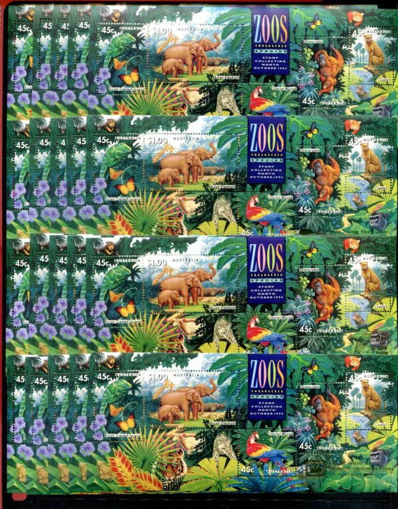1994 Zoos M/S's ovptd "Sydney Stamp Show" ... Image 1++