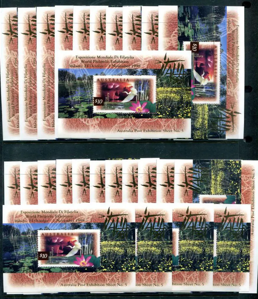1997 $10 Kakadu M/S's ovptd “ITALIA ‘98 ... Image 1++