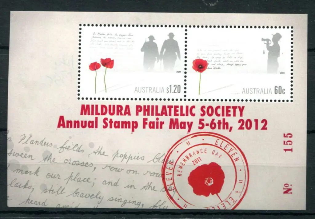 2011 Remembrance M/S ovptd "Mildura Philatelic ... Image 1++