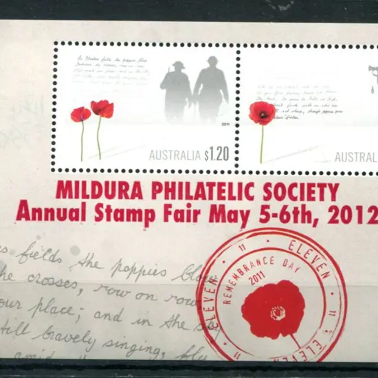 2011 Remembrance M/S ovptd "Mildura Philatelic ...