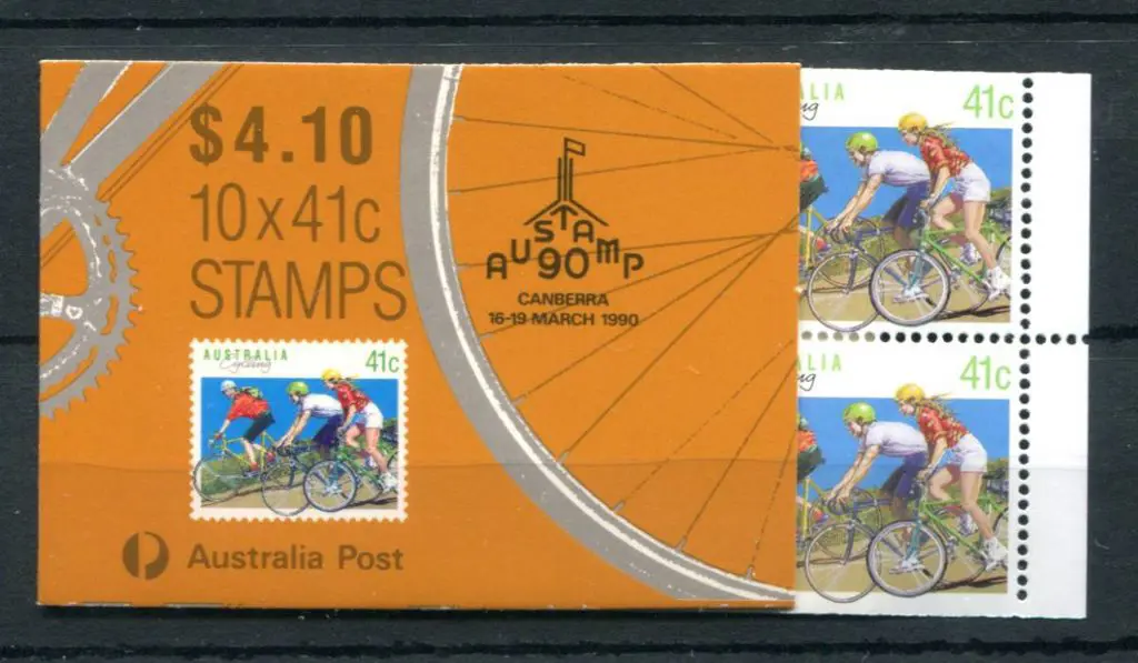 1989 $4.10 Cycling with "AUSTAMP 90 Canberra 16-19 ... Image 1++