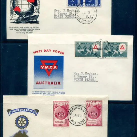 1955 (4th May) 3½d USA Memorial pair & 3½d YMCA ...