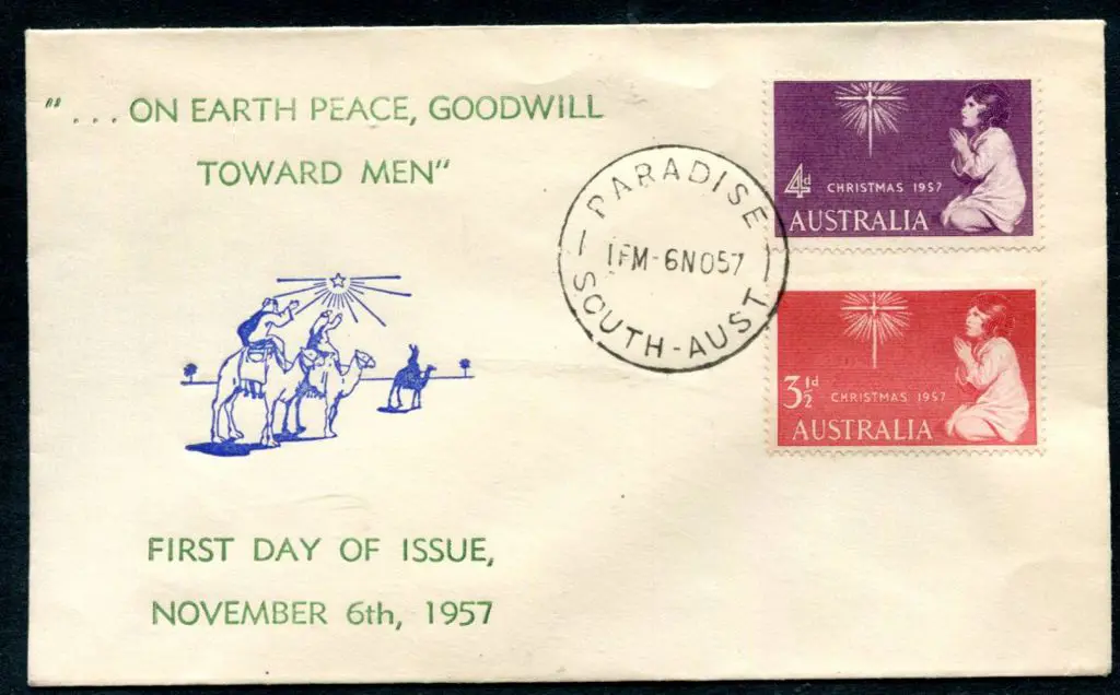 1957 (6th Nov) Christmas pair on "On Earth Peace, ... Image 1++