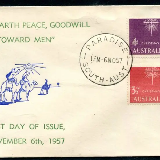 1957 (6th Nov) Christmas pair on "On Earth Peace, ...