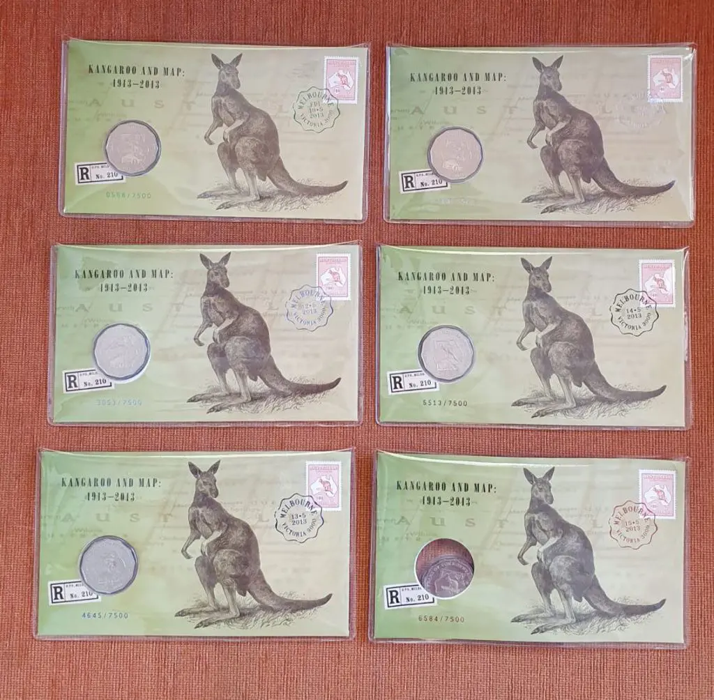 2013 (10th-15th May) Kangaroo & Map 50c coin with ... Image 1++