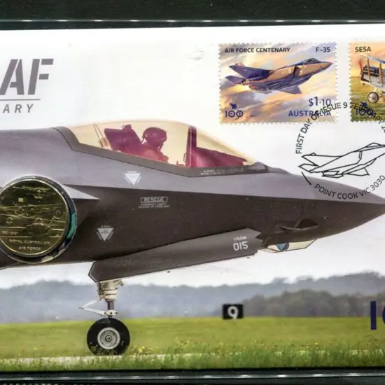 2021 (9th Feb) RAAF Cent $1 pictorial coin & $1.10 ...
