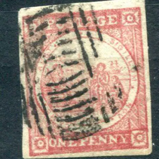 1850 1d reddish-rose shade Sydney View "no clouds" ...