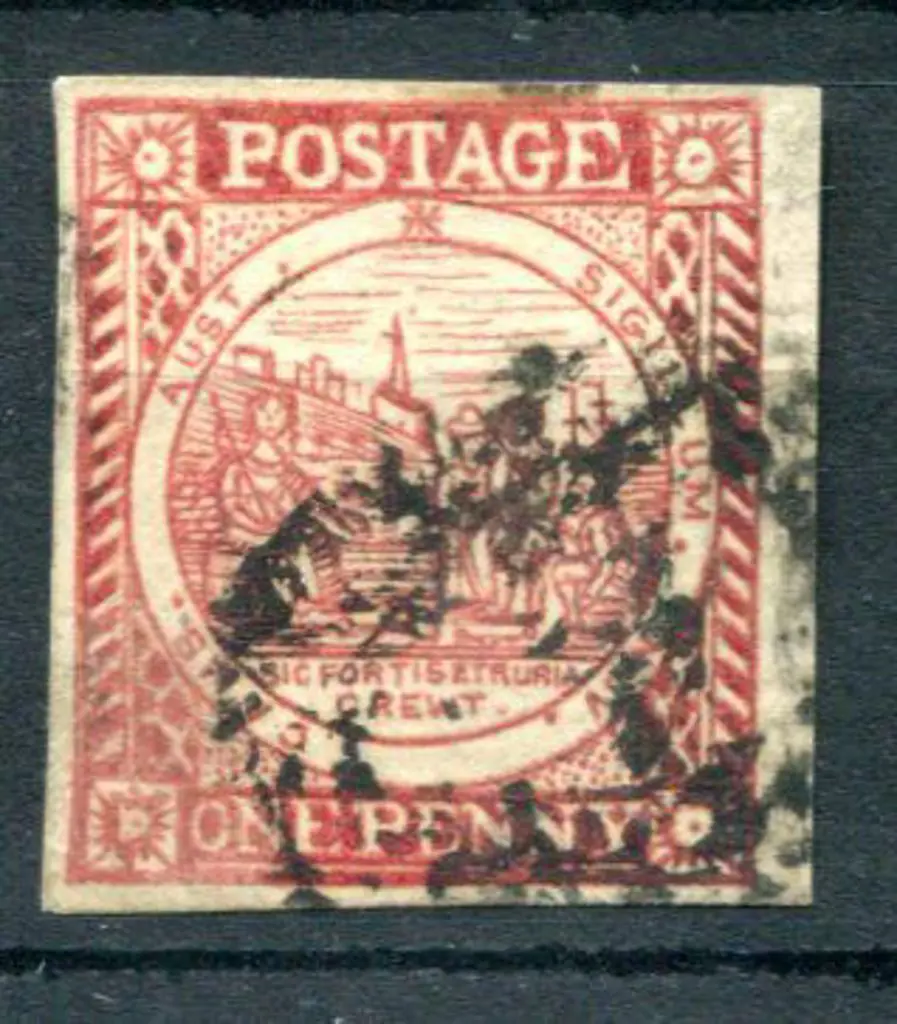 1850 1d carmine Sydney View "with clouds" on laid ... Image 1++