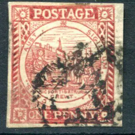 1850 1d carmine Sydney View "with clouds" on laid ...