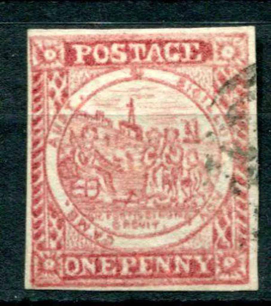 1850 1d gooseberry-red Sydney View "with clouds" ... Image 1++