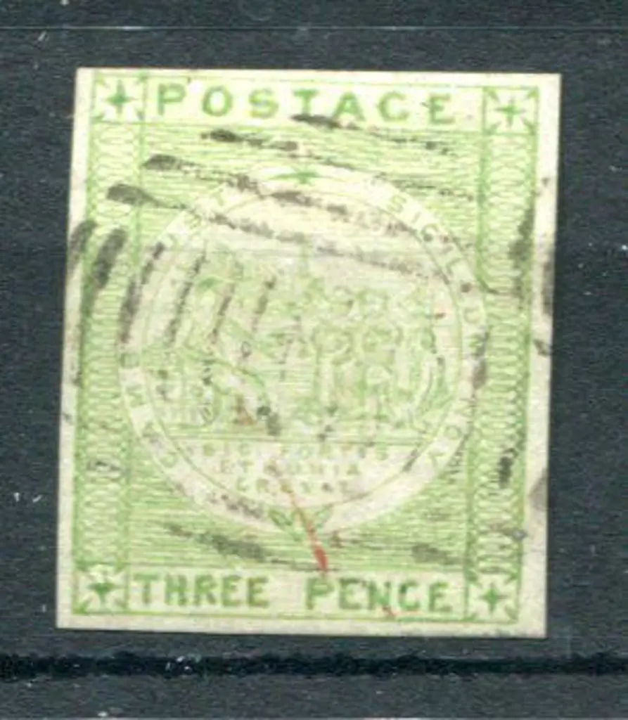 1850/11 3d yellow-green on bluish to grey wove ... Image 1++