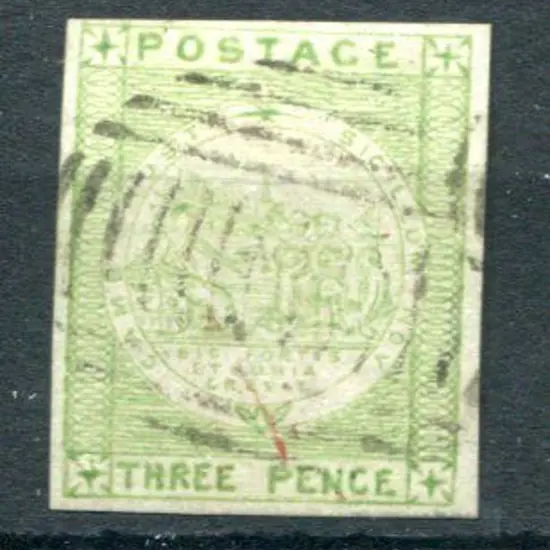 1850/11 3d yellow-green on bluish to grey wove ...