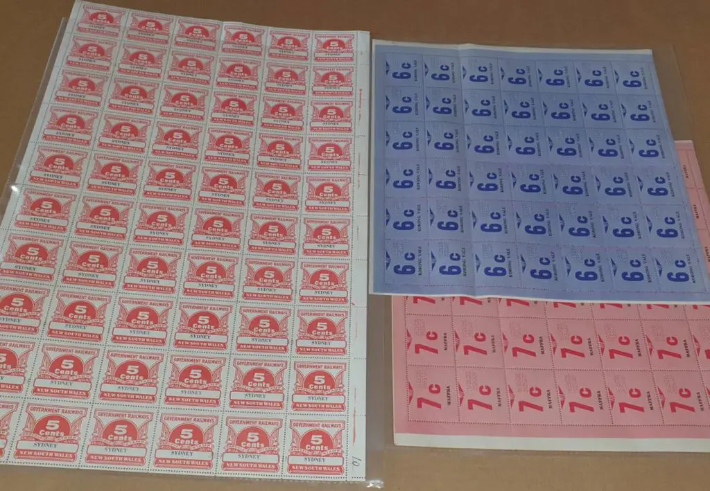 1970's Govt Railways Parcel Stamps with 5¢ red in ... Image 1++