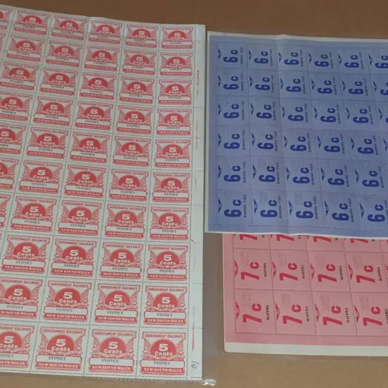 1970's Govt Railways Parcel Stamps with 5¢ red in ...