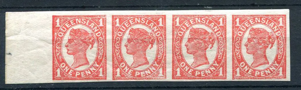 1907/11 1d QV with Crown/A wmk in horiz strip of 4 ... Image 1++