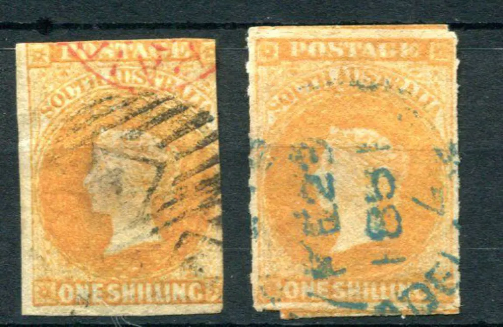 1856/58 1/- orange imperf with 2 margins used with ... Image 1++