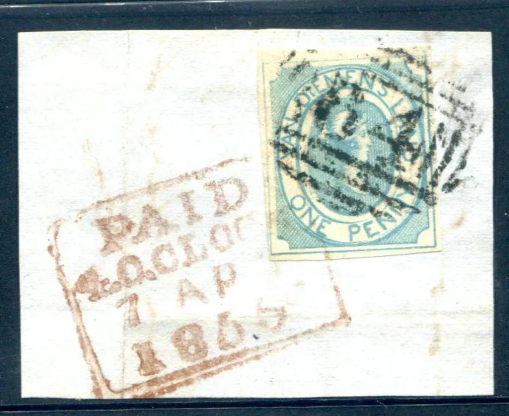 1853 1d blue imperf good to fine used on small ... Image 1++