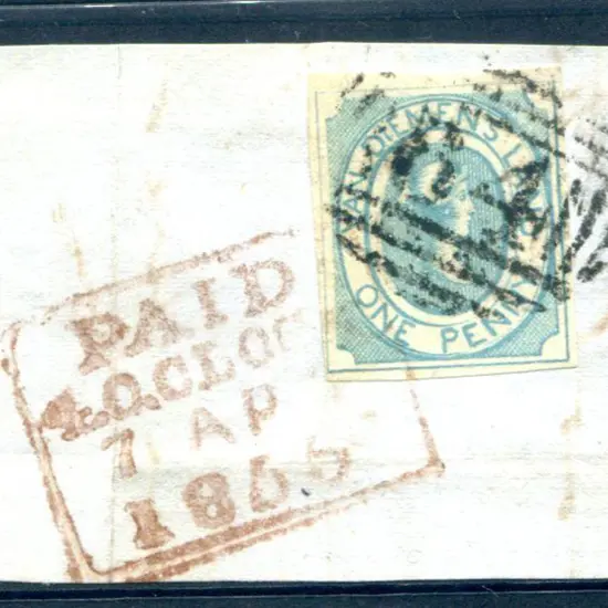 1853 1d blue imperf good to fine used on small ...