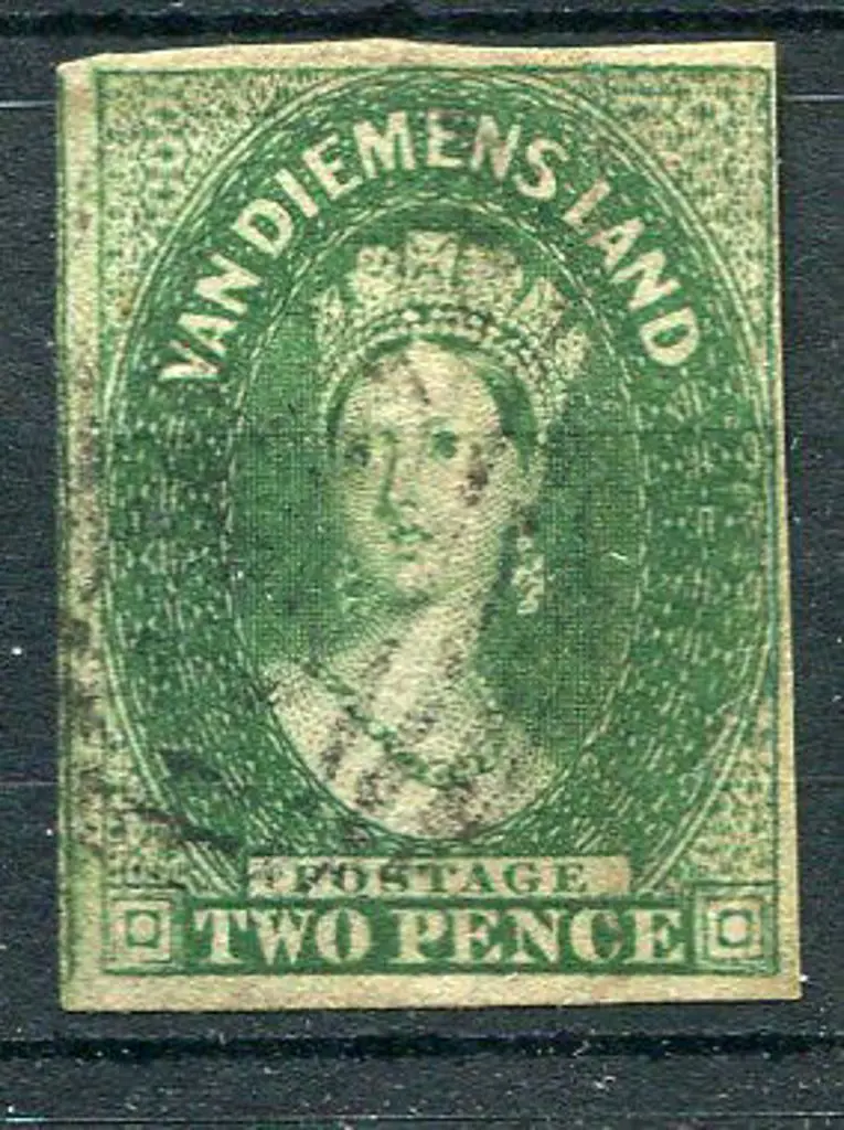 1855 2d deep green Chalon, wmk large star with 3 ... Image 1++