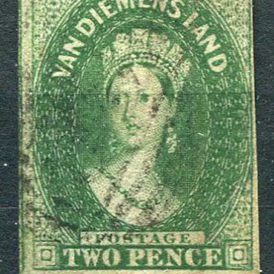 1855 2d deep green Chalon, wmk large star with 3 ...