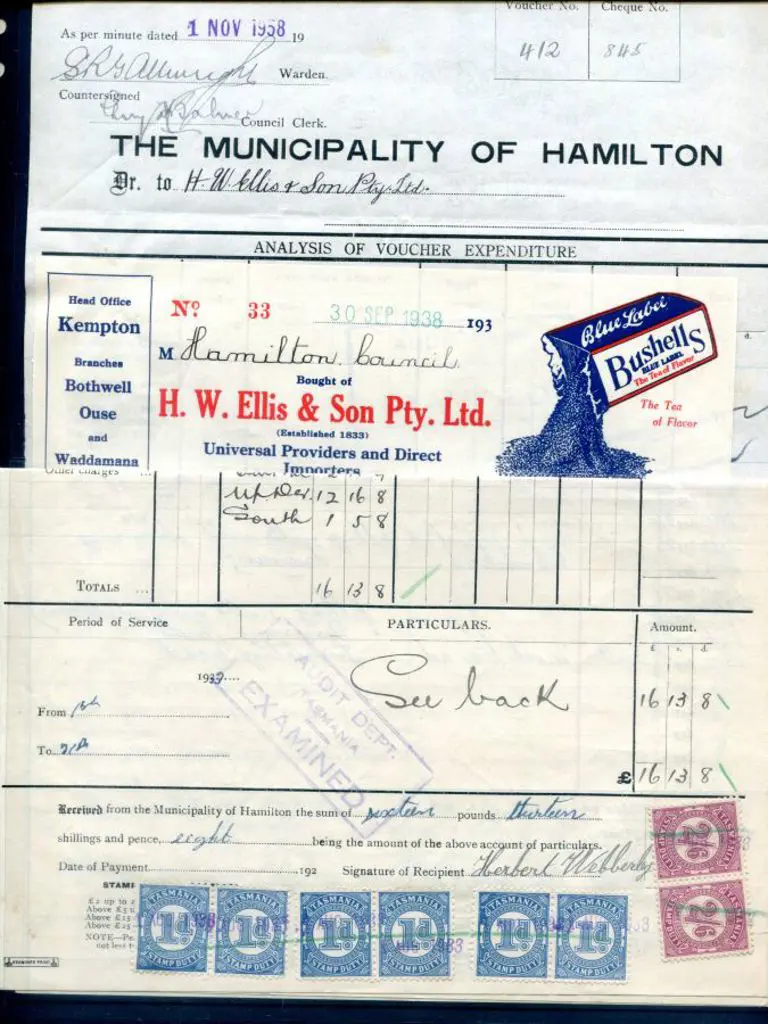 1933/34 Accounts with 3d, 4d & 1/- (3) Stamp Duty ... Image 1++