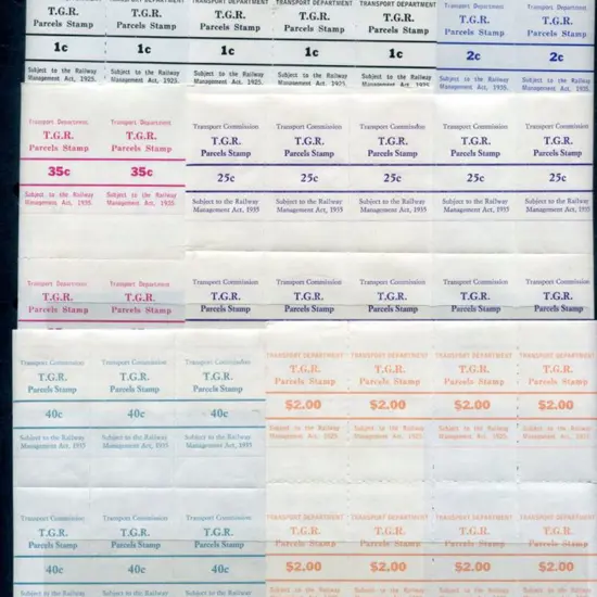 1976 Government Railways rouletted Parcel Stamps ...