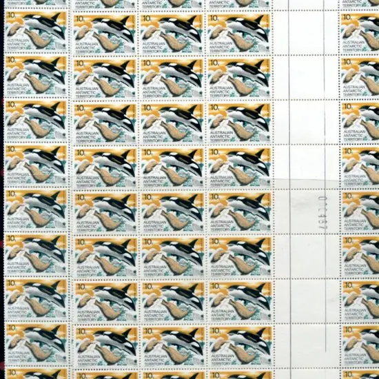 1973 10c Killer Whale x 200 in 2 complete sheets ...