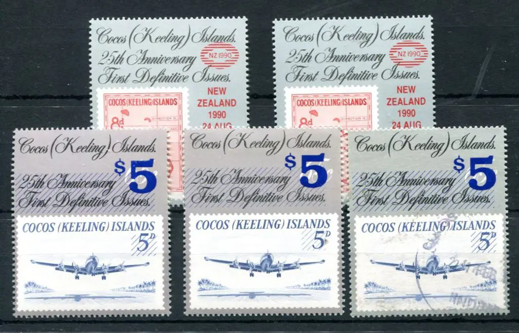 1990 $5 on 65c ovptd Constellation x 3 with MUH, ... Image 1++