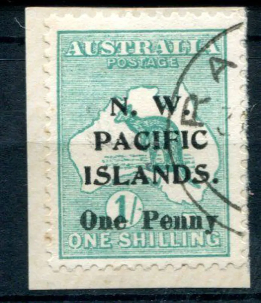 1915/16 1/- green, 1st wmk, surcharged "One Penny" ... Image 1++