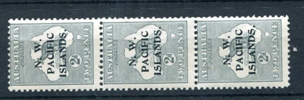 1915/16 2d grey, 2nd wmk in vertical abc strip of ... Image 1++