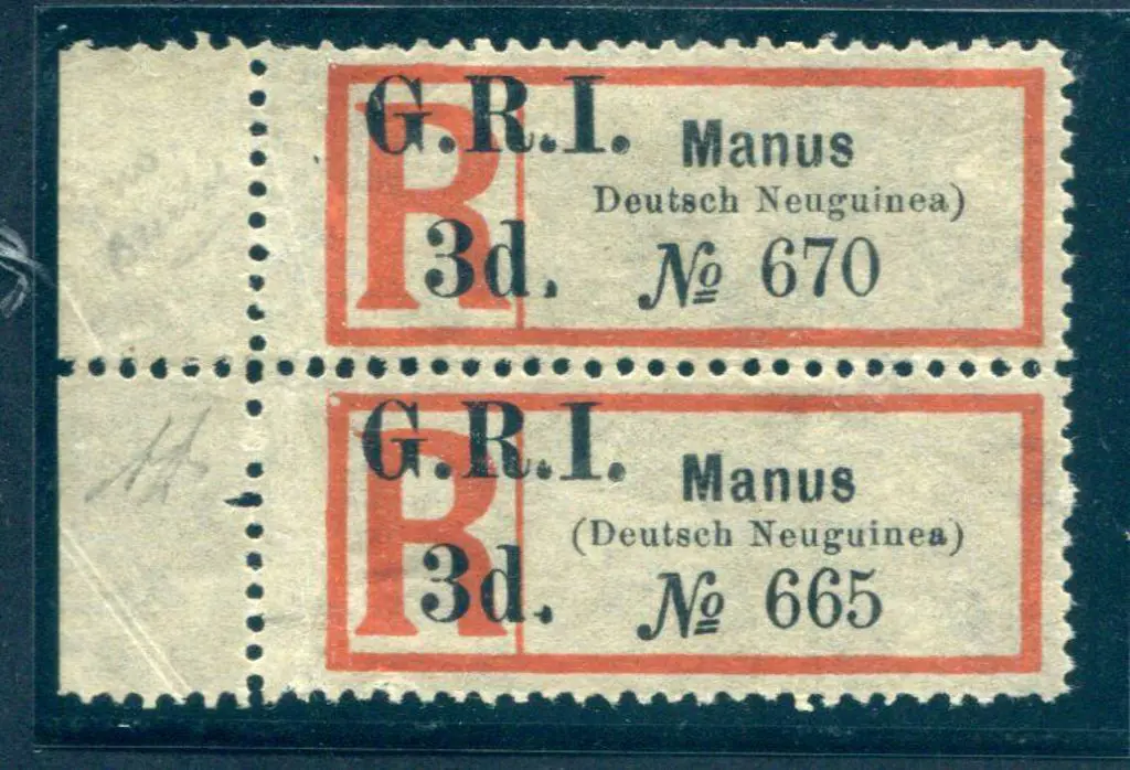 1915 "G.R.I. 3d." Surcharge on "Manus" ... Image 1++