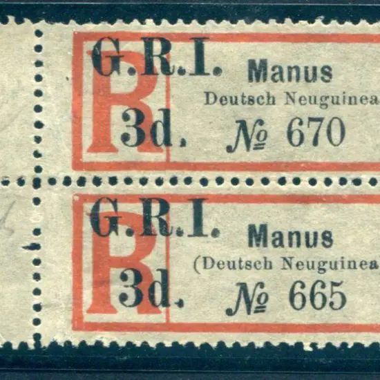 1915 "G.R.I. 3d." Surcharge on "Manus" ...
