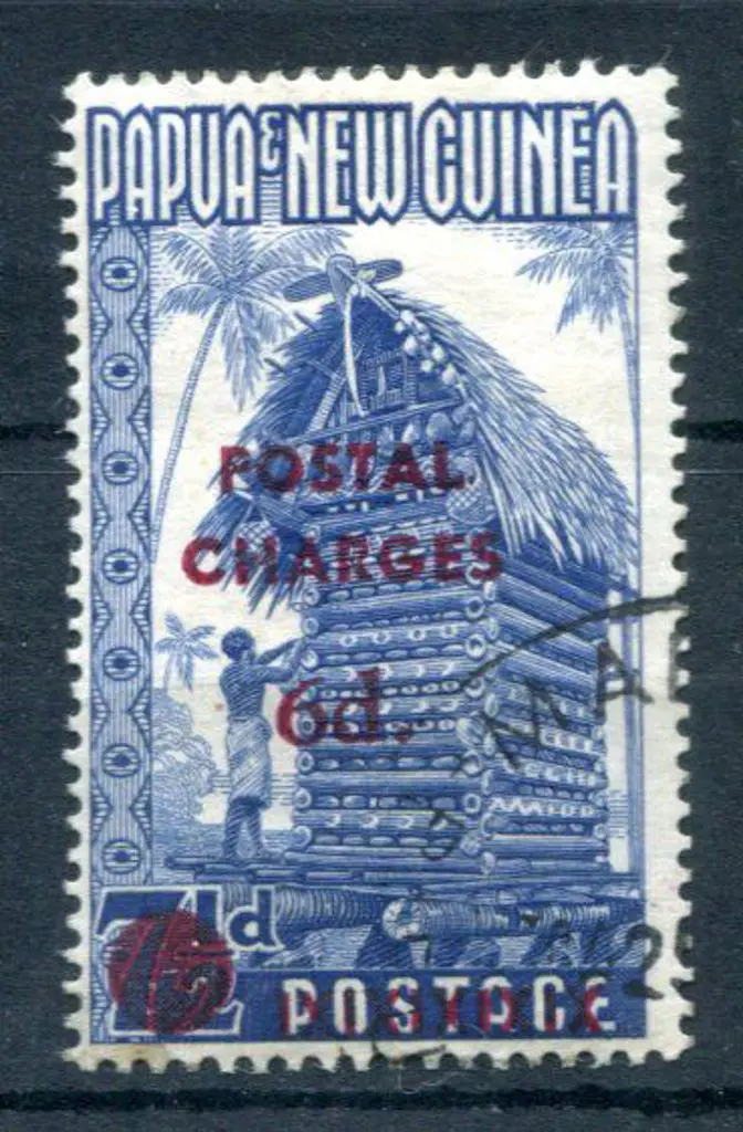 1960 "POSTAL CHARGES 6d" on obliterated 7½d Hut, ... Image 1++