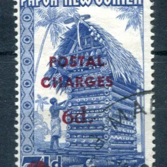 1960 "POSTAL CHARGES 6d" on obliterated 7½d Hut, ...