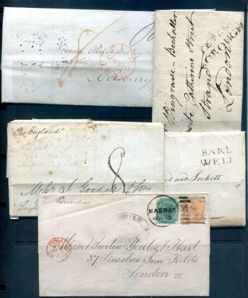 1790, 1798, 1830 & Feb 1840 pre-stamp letters plus ... Image 1++